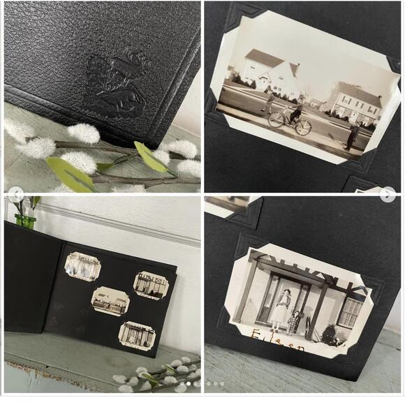 Vintage Snapshots Photograph Black Scrapbook BW Family Photos Dog Bicycle Car - Picture 3 of 10